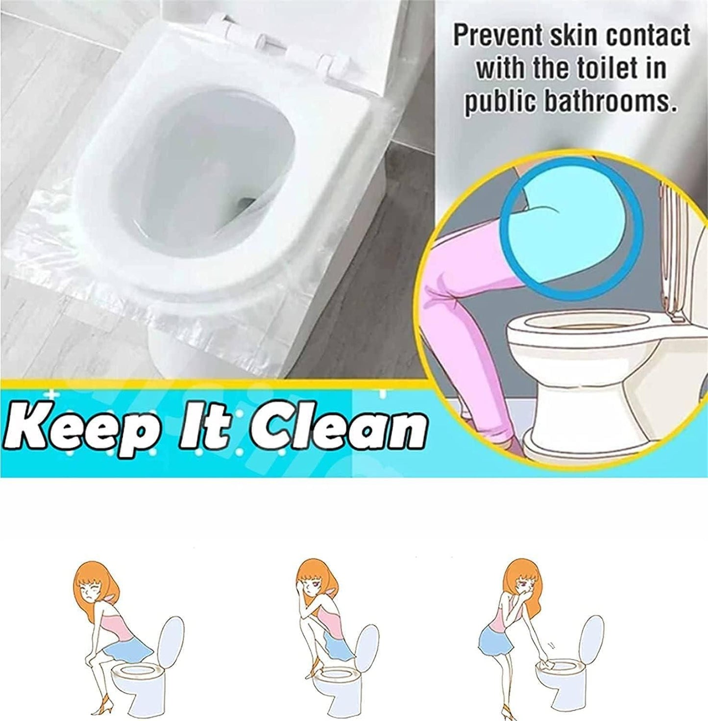 Disposable Waterproof Paper Toilet Seat Covers for Camping Travel Bathroom(50Pcs)