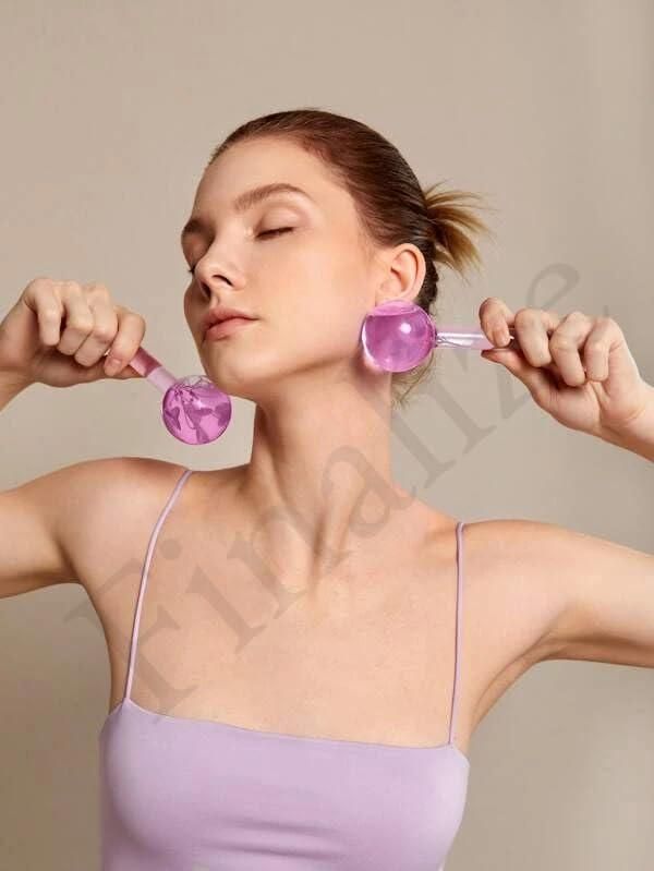 2pcs Crystal Ice Ball for Facials - Reduce Puffiness and Tighten Skin with Beauty Cooling Massage Tool